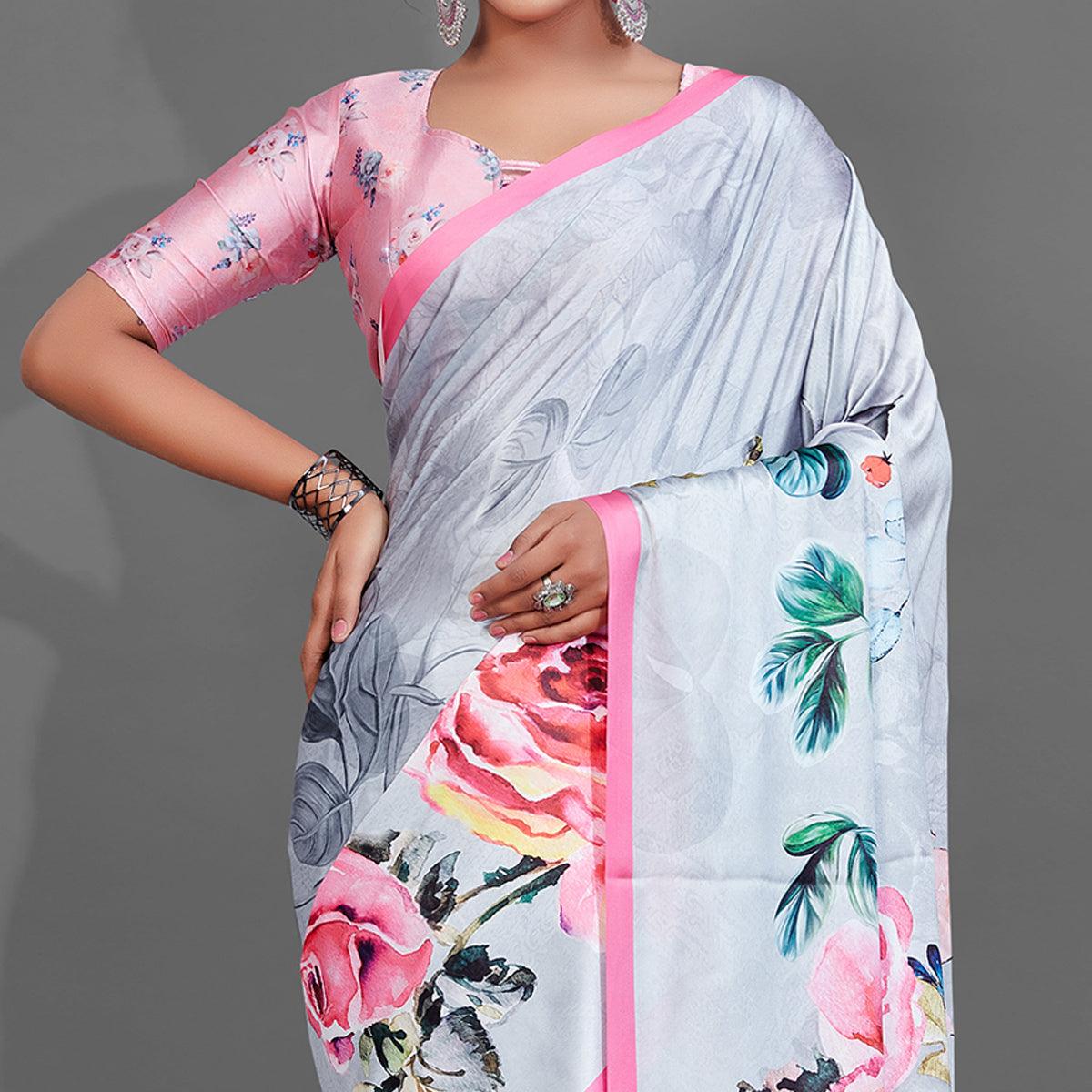 grey-casual-wear-printed-satin-silk-saree-126515