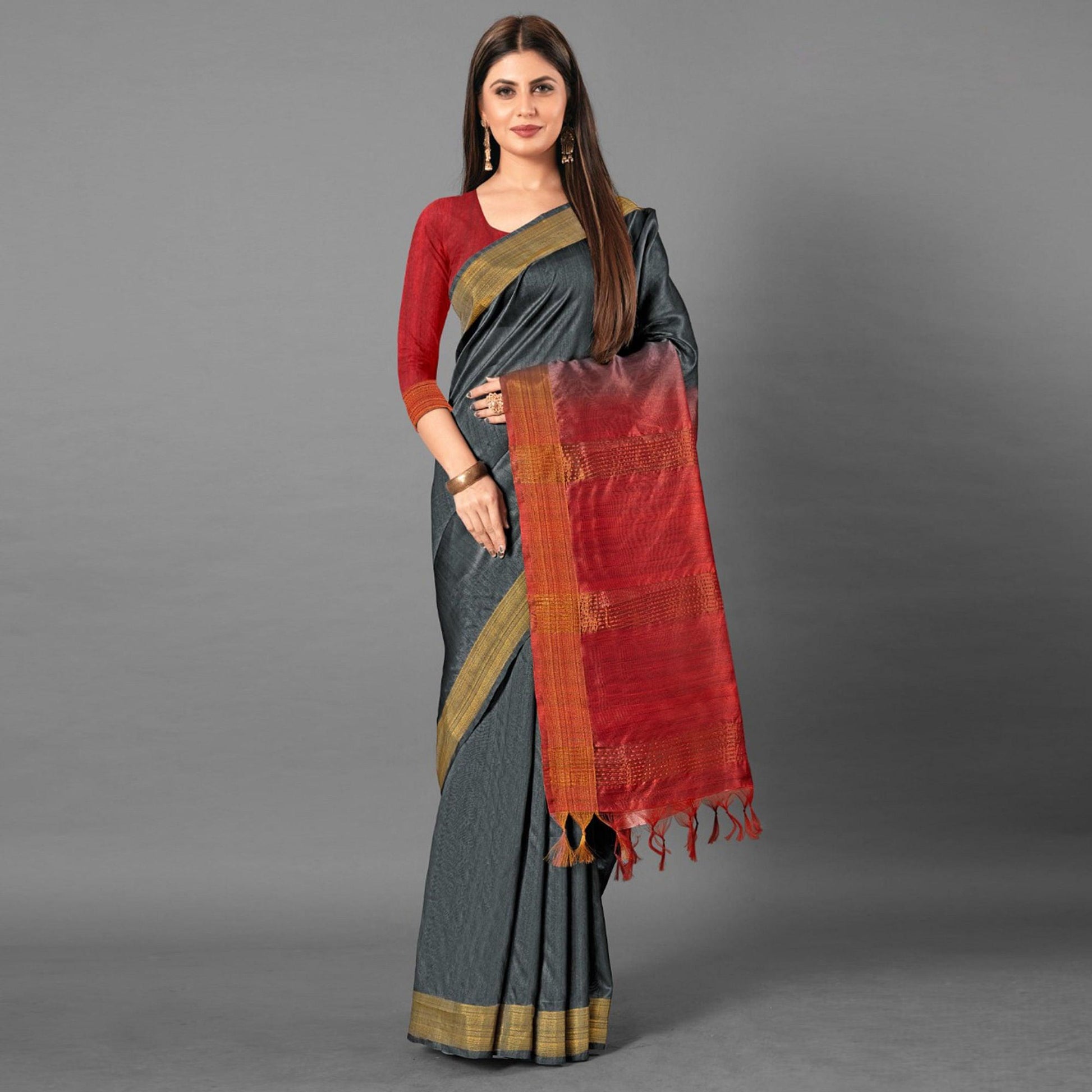 grey-casual-wear-solid-cotton-silk-saree-111486