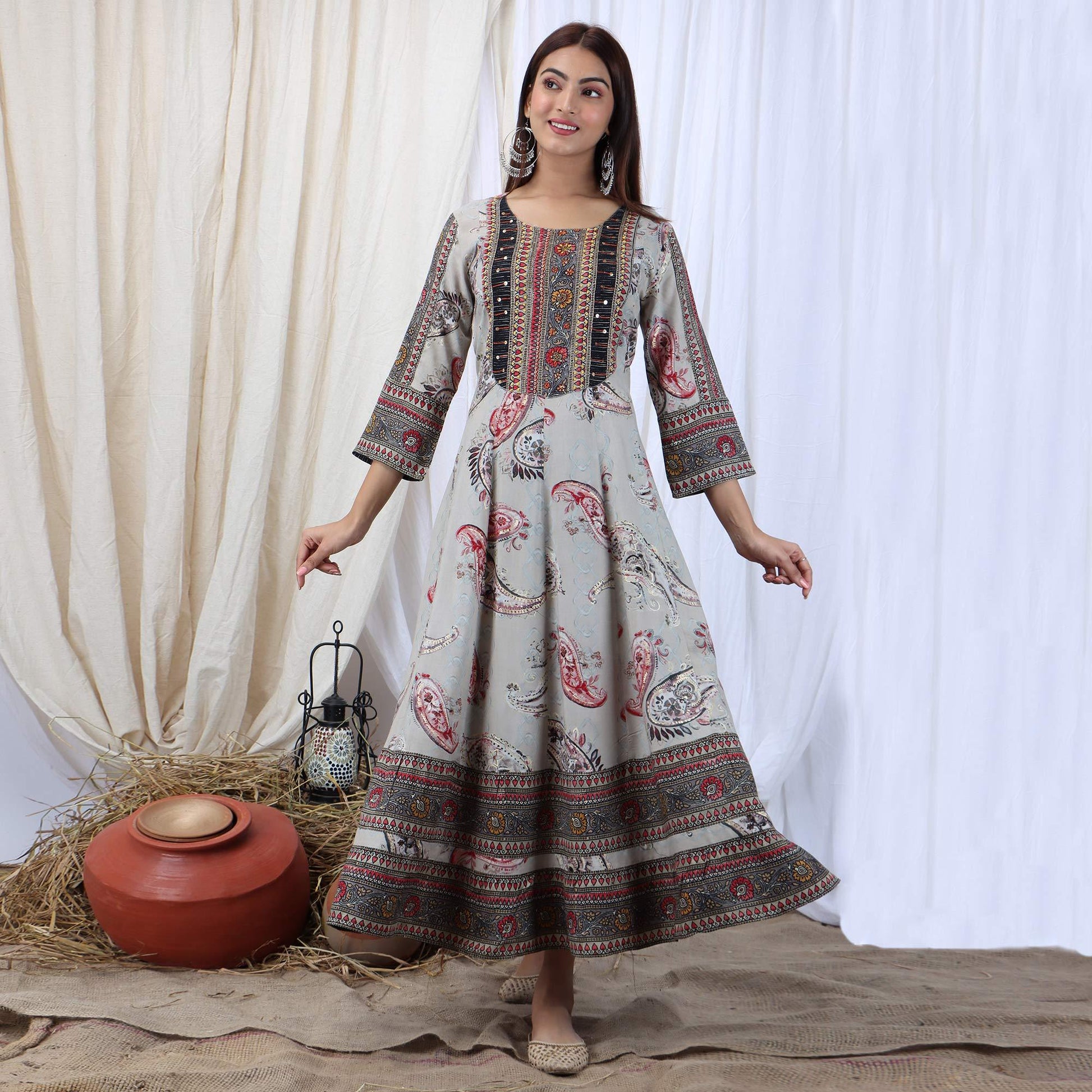 grey-casual-wear-stripes-printed-rayon-long-kurti-122755
