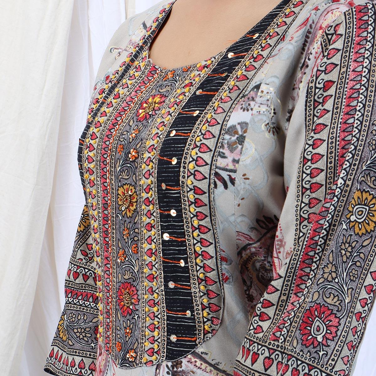 grey-casual-wear-stripes-printed-rayon-long-kurti-122755