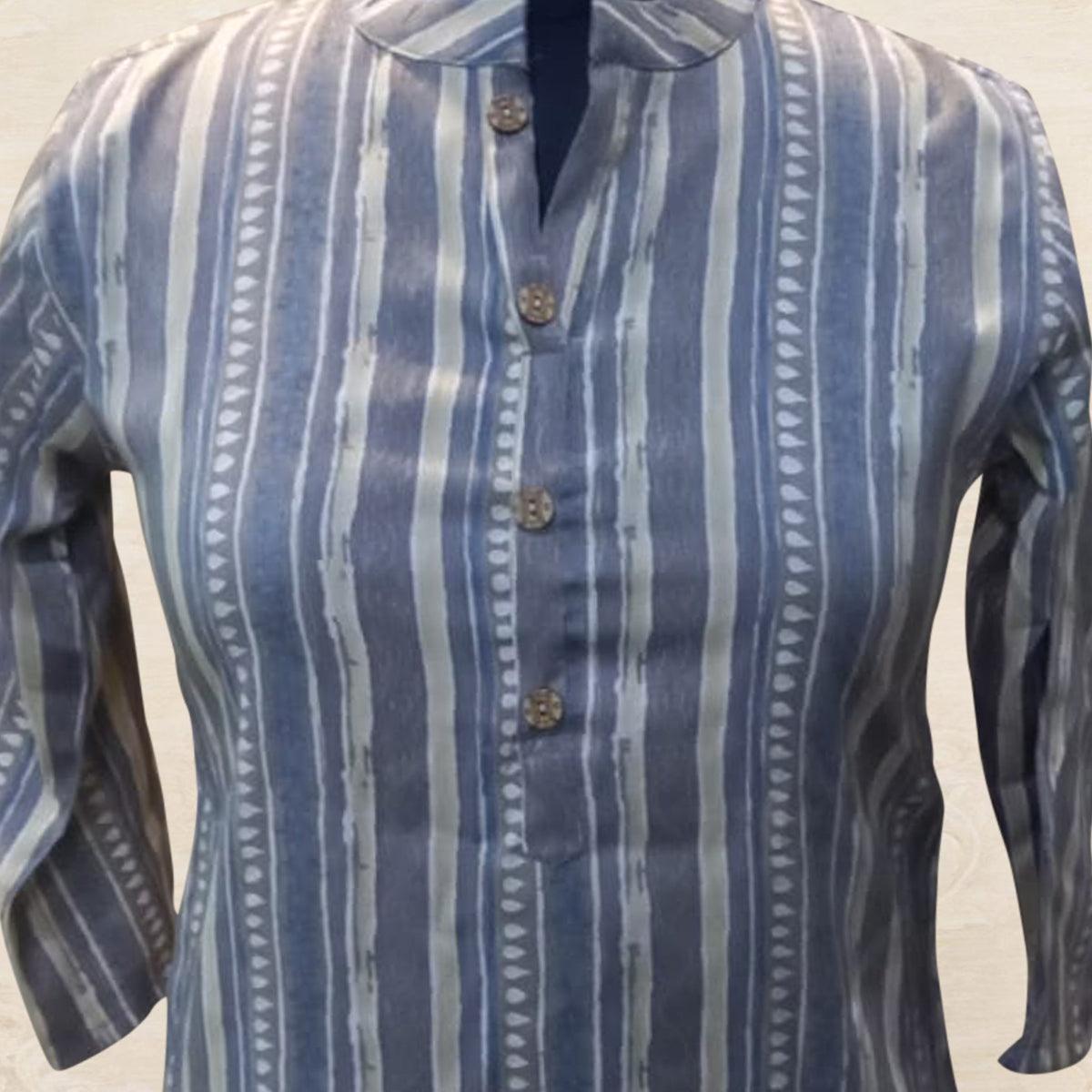 grey-casual-wear-stripes-printed-rayon-top