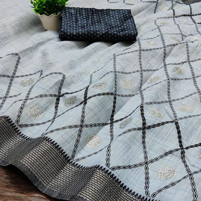 grey-casual-wear-woven-cotton-saree-with-mukaish-work-118585