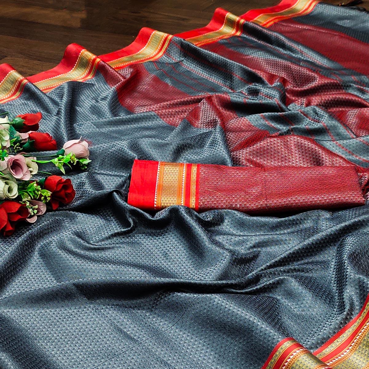 grey-casual-wear-woven-designer-khan-art-silk-saree-130499