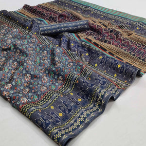 grey-checked-printed-pure-cotton-saree-145045