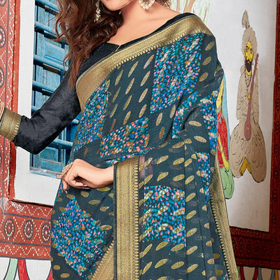 grey-coloured-partywear-printed-brasso-saree