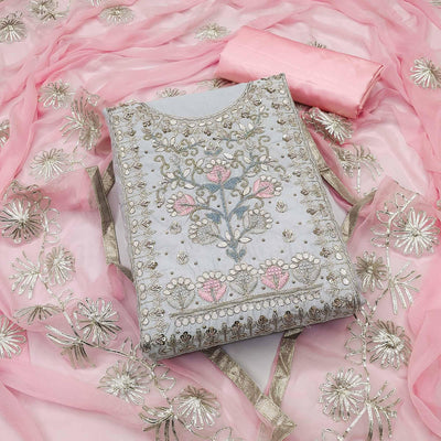 grey-embellished-chanderi-dress-material
