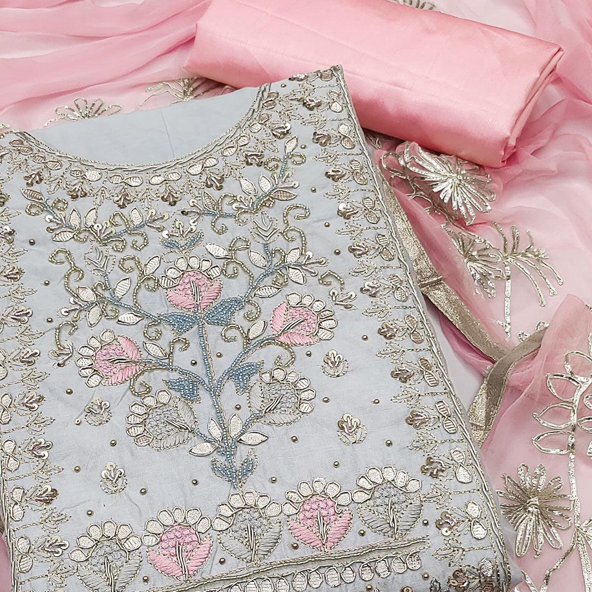 grey-embellished-chanderi-dress-material