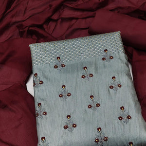 grey-embroidered-art-silk-dress-material