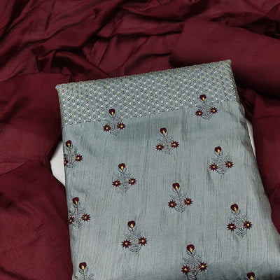 grey-embroidered-art-silk-dress-material