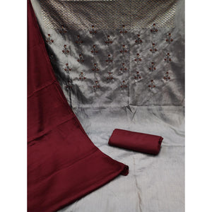 grey-embroidered-art-silk-dress-material