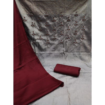 grey-embroidered-art-silk-dress-material