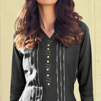 grey-embroidered-art-silk-kurti-pant-set-145529