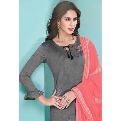 grey-embroidered-cotton-kurti-pant-set-with-dupatta-143124