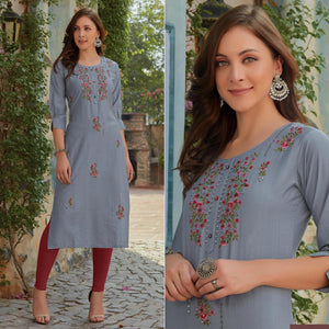 grey-embroidered-cotton-silk-kurti