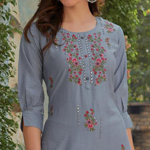 grey-embroidered-cotton-silk-kurti