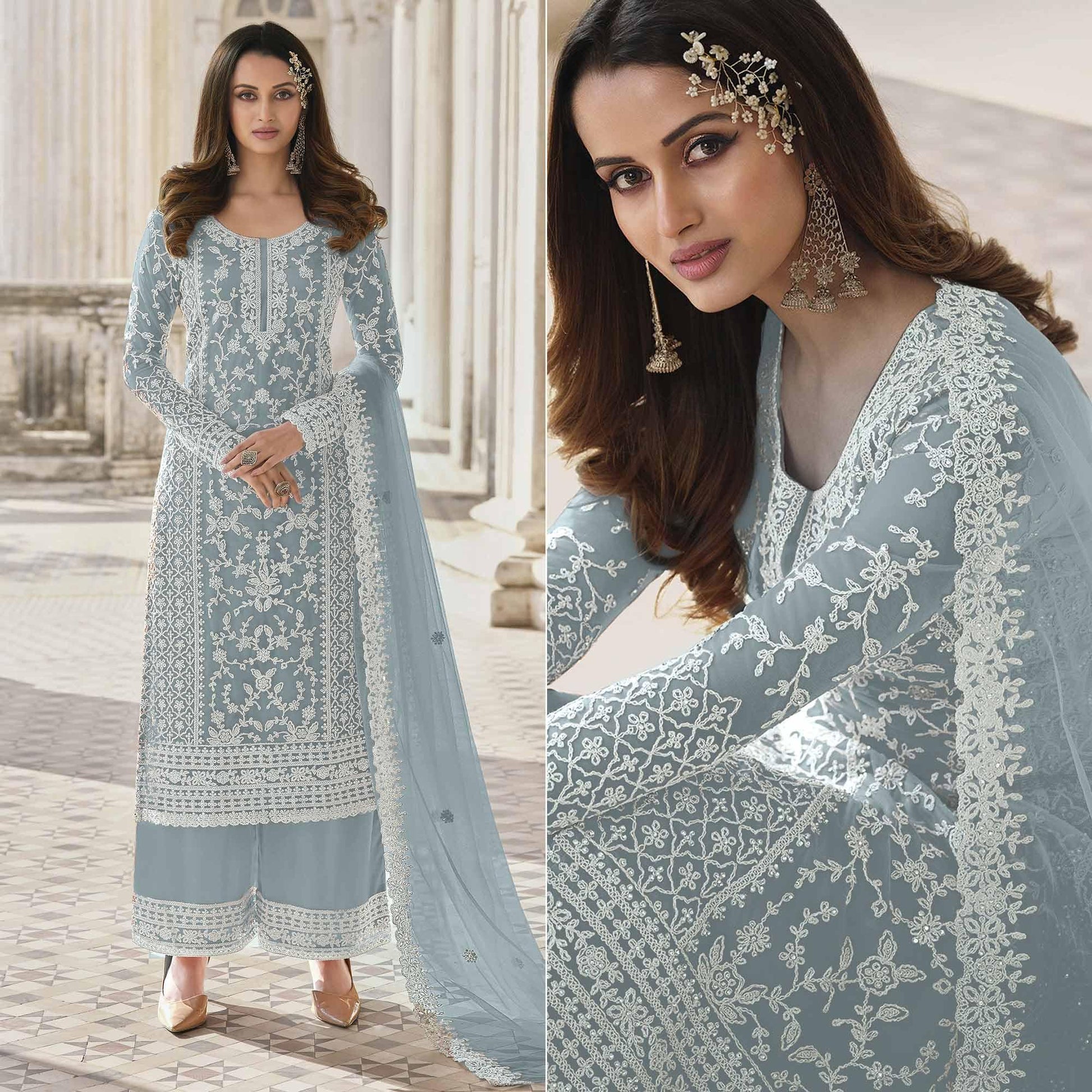 grey-embroidered-netted-palazzo-suit