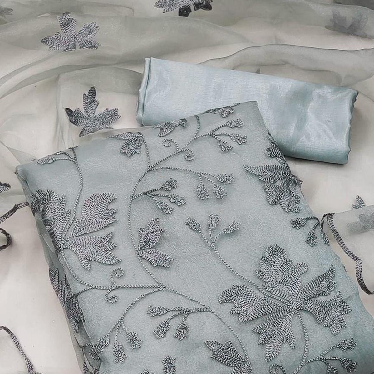 grey-embroidered-organza-dress-material-143567