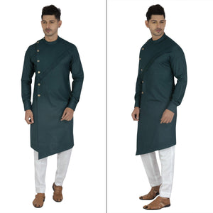 sensational-green-colored-festive-wear-cotton-mens-kurta-pyjama-set-84075