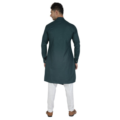 sensational-green-colored-festive-wear-cotton-mens-kurta-pyjama-set-84075