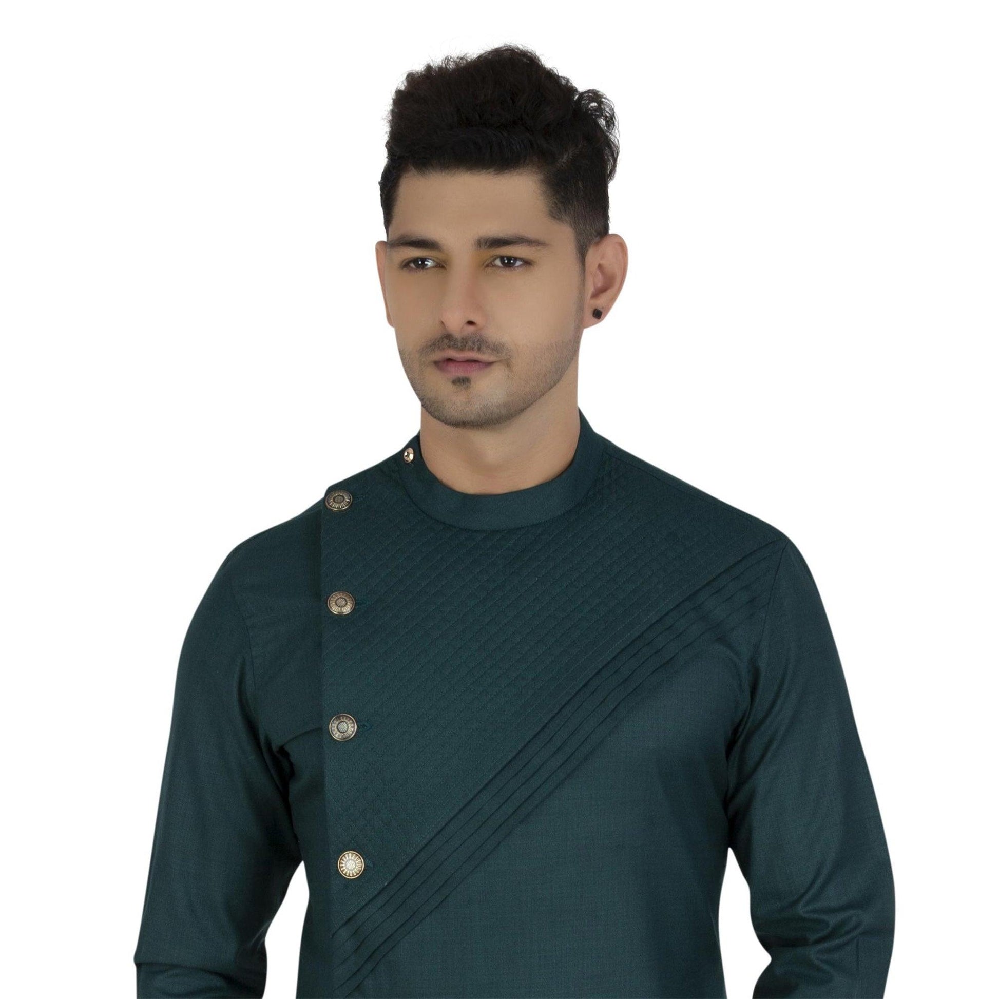 sensational-green-colored-festive-wear-cotton-mens-kurta-pyjama-set-84075