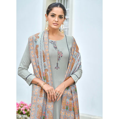 grey-embroidered-rayon-kurti-pant-set-with-dupatta