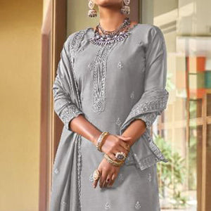 grey-embroidered-viscose-kurti-pant-set-143599