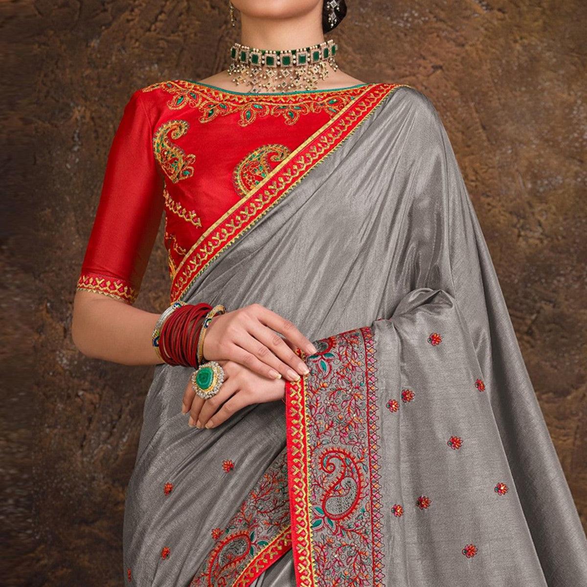 grey-embroidered-with-embellished-art-silk-saree