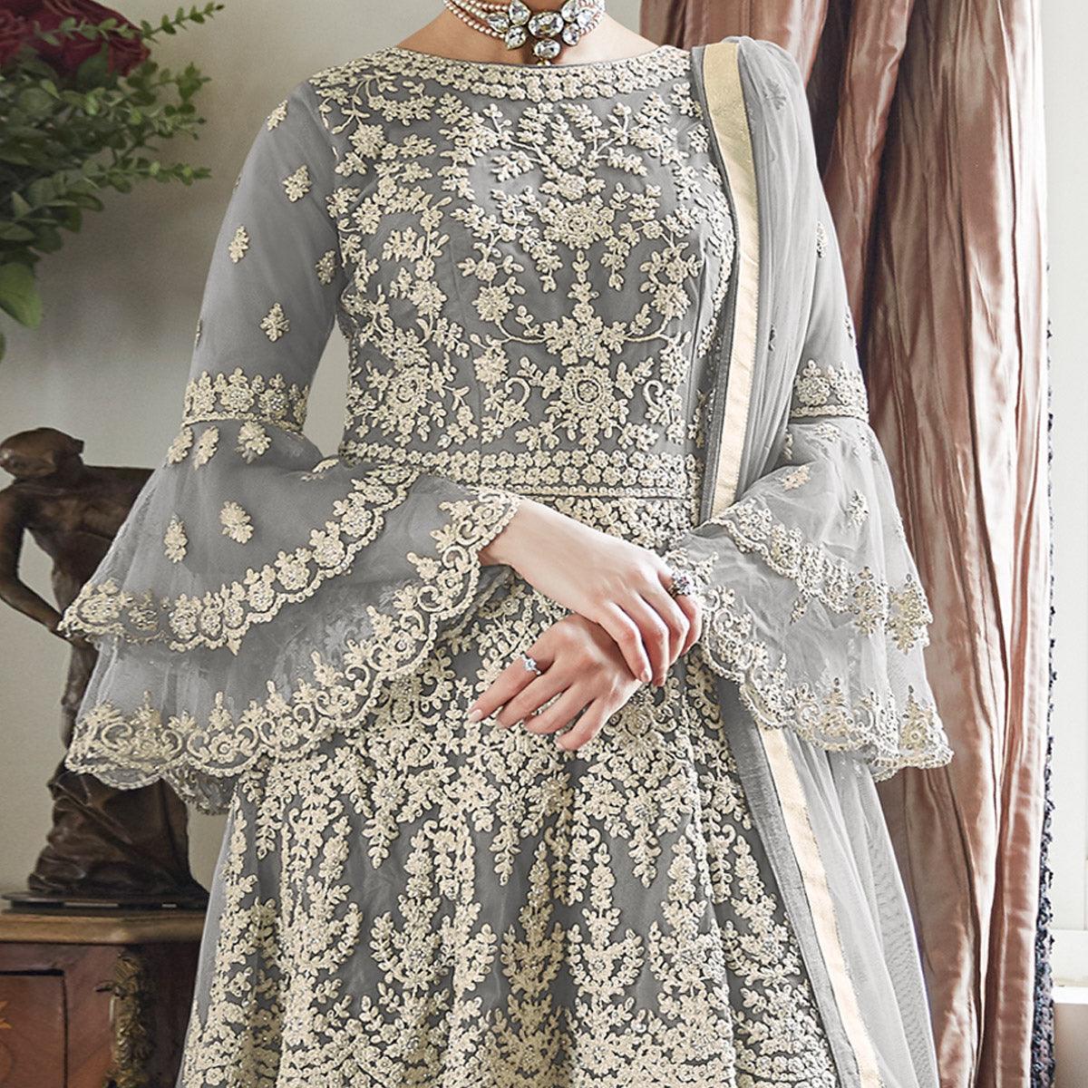 grey-partywear-floral-embroidered-net-sharara-suit-120082