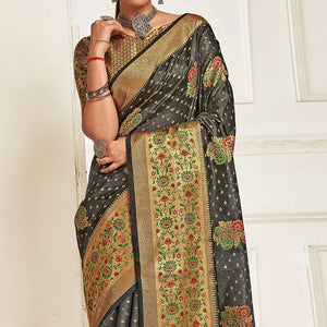 grey-festive-wear-banarasi-woven-organza-saree-137768