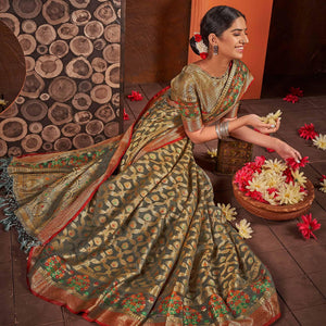 grey-festive-wear-banarasi-woven-organza-saree-137764