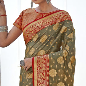 grey-festive-wear-banarasi-woven-organza-saree-with-tassels-137618