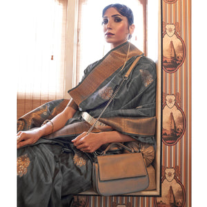grey-festive-wear-copper-zari-weaving-tussar-silk-saree-with-tassels-139730