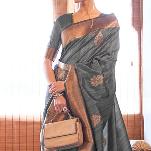 grey-festive-wear-copper-zari-weaving-tussar-silk-saree-with-tassels-139730