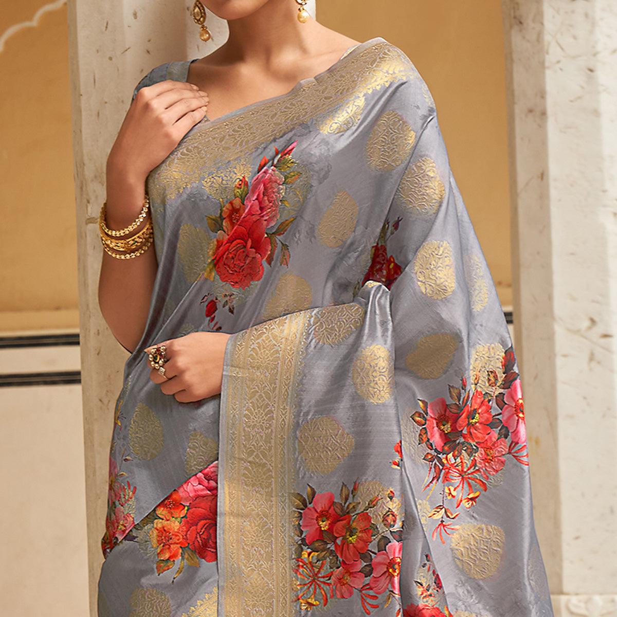 grey-festive-wear-digital-printed-jacquard-silk-saree-129565