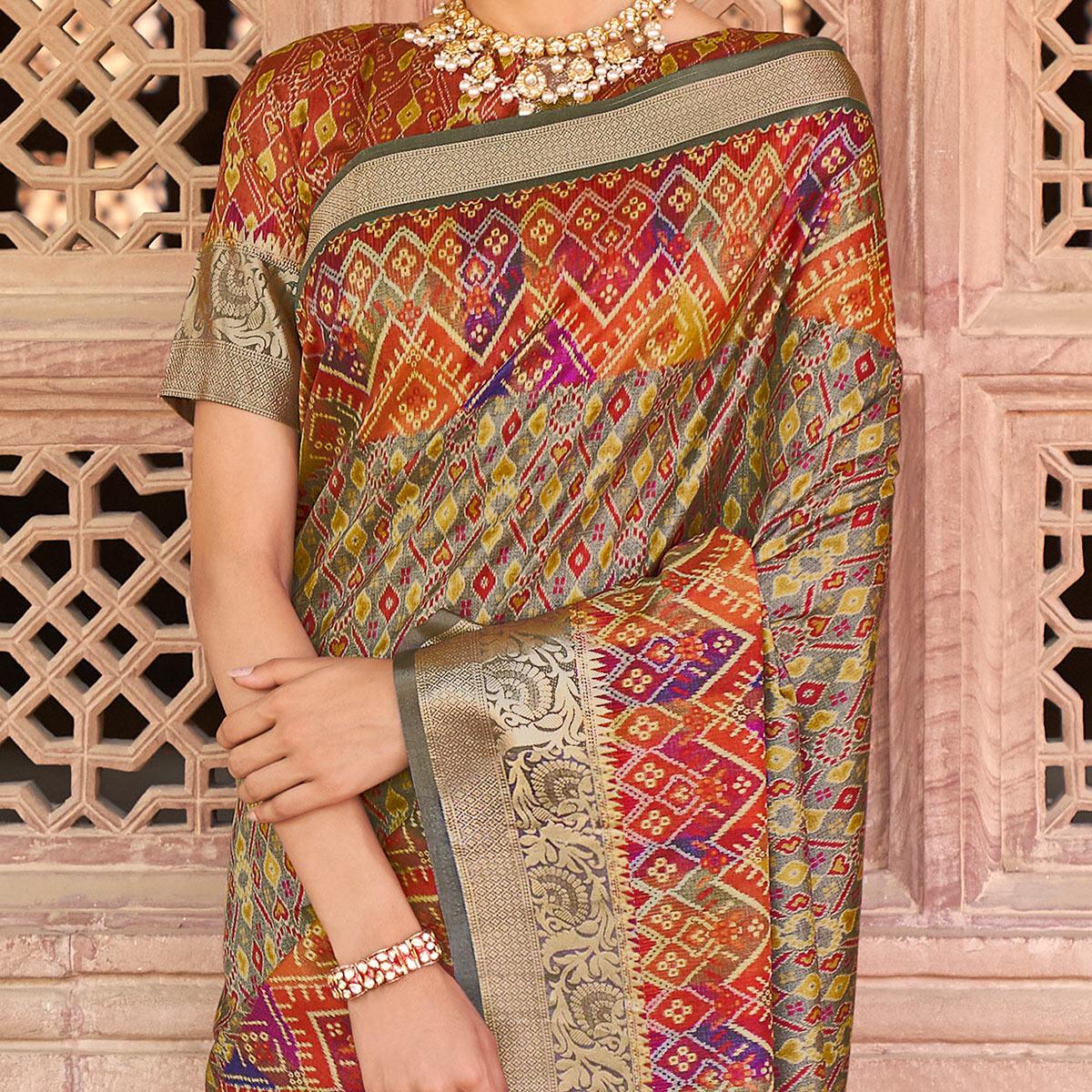 grey-festive-wear-digital-printed-soft-silk-saree-with-viscose-zari-border-110764