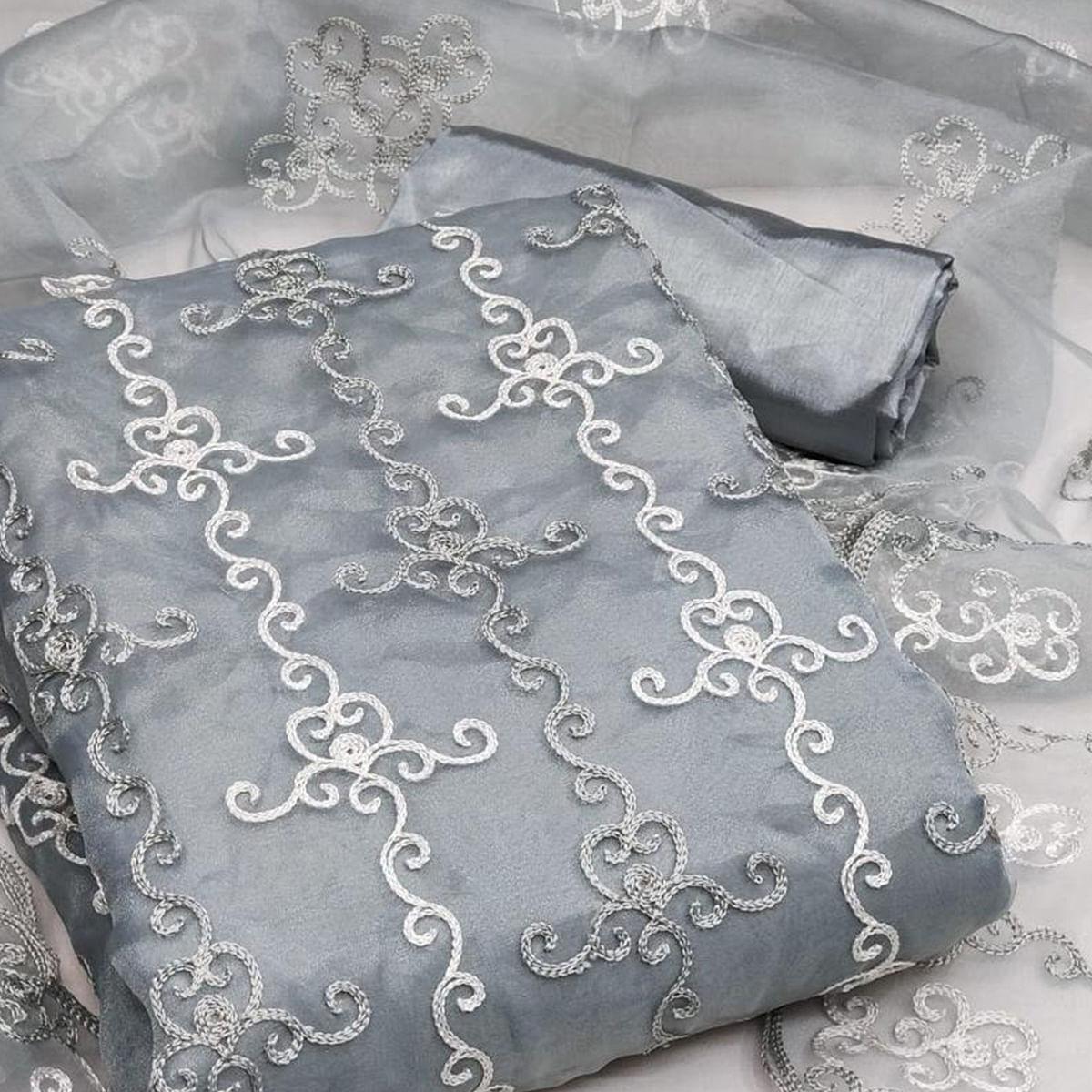 grey-festive-wear-embroidered-organza-dress-material-139861