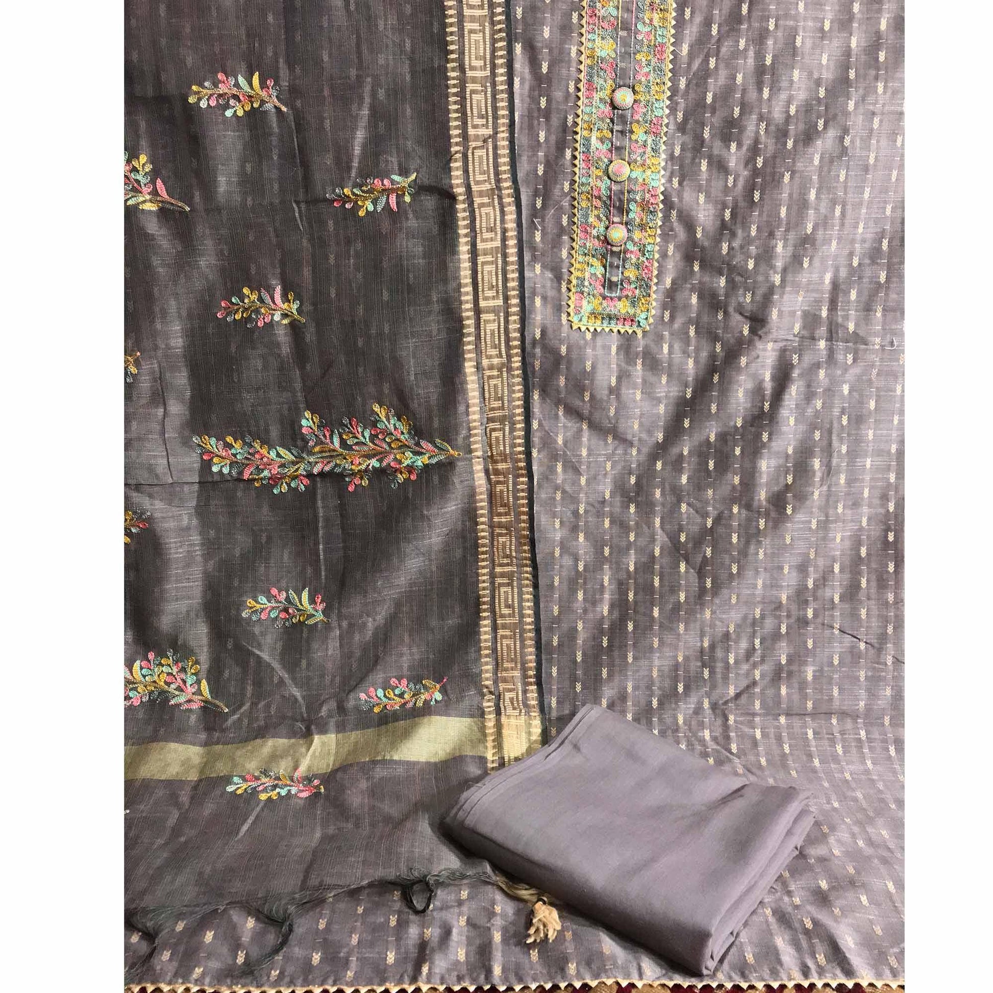 grey-festive-wear-embroidered-silk-cotton-dress-material-124564