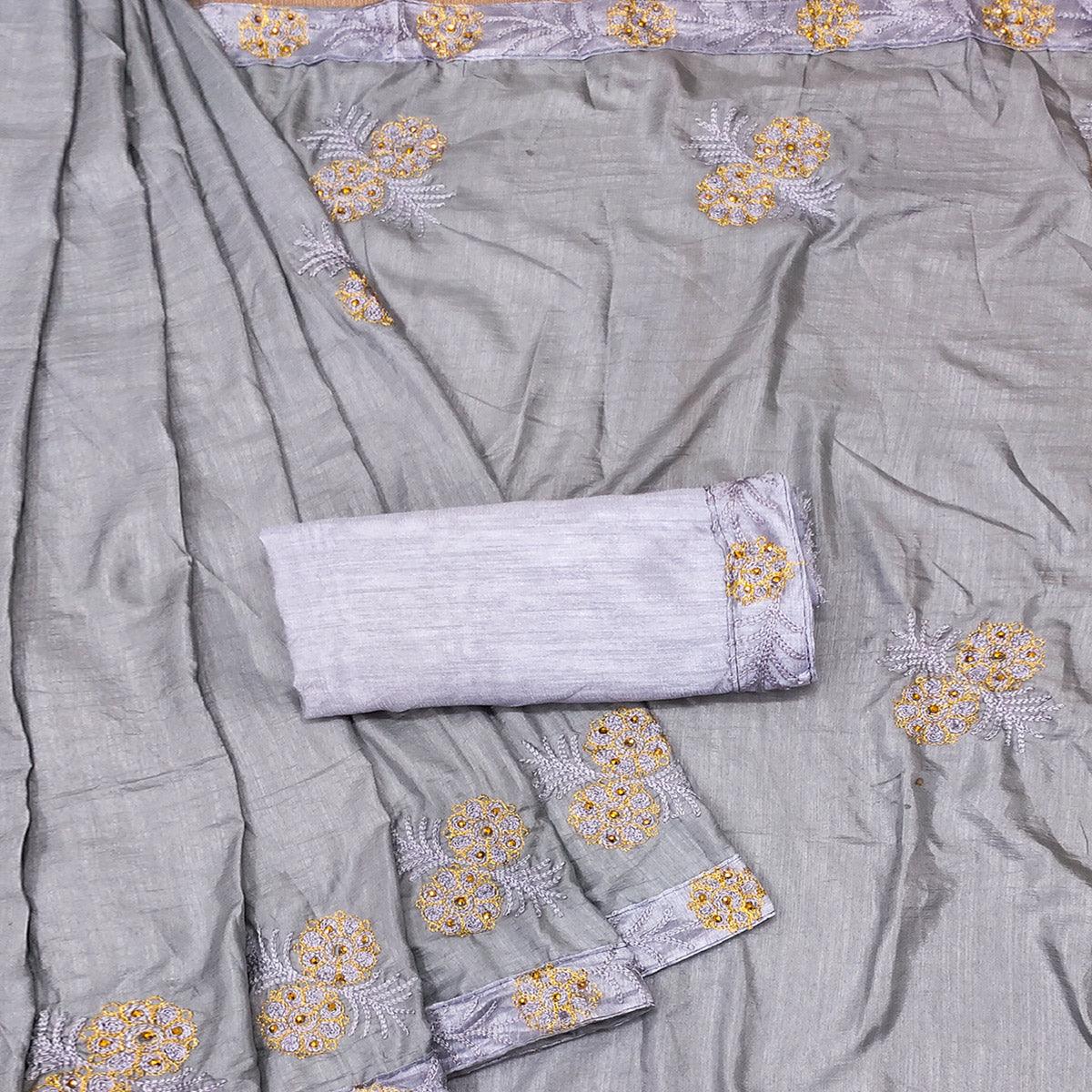 grey-festive-wear-floral-embroidered-silk-saree-140711