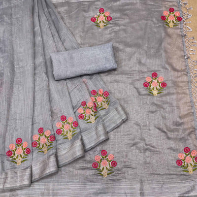 grey-festive-wear-floral-embroidered-with-embellished-cotton-saree-141869