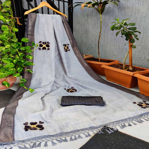 grey-festive-wear-floral-embroiderey-woven-border-cotton-saree-107624