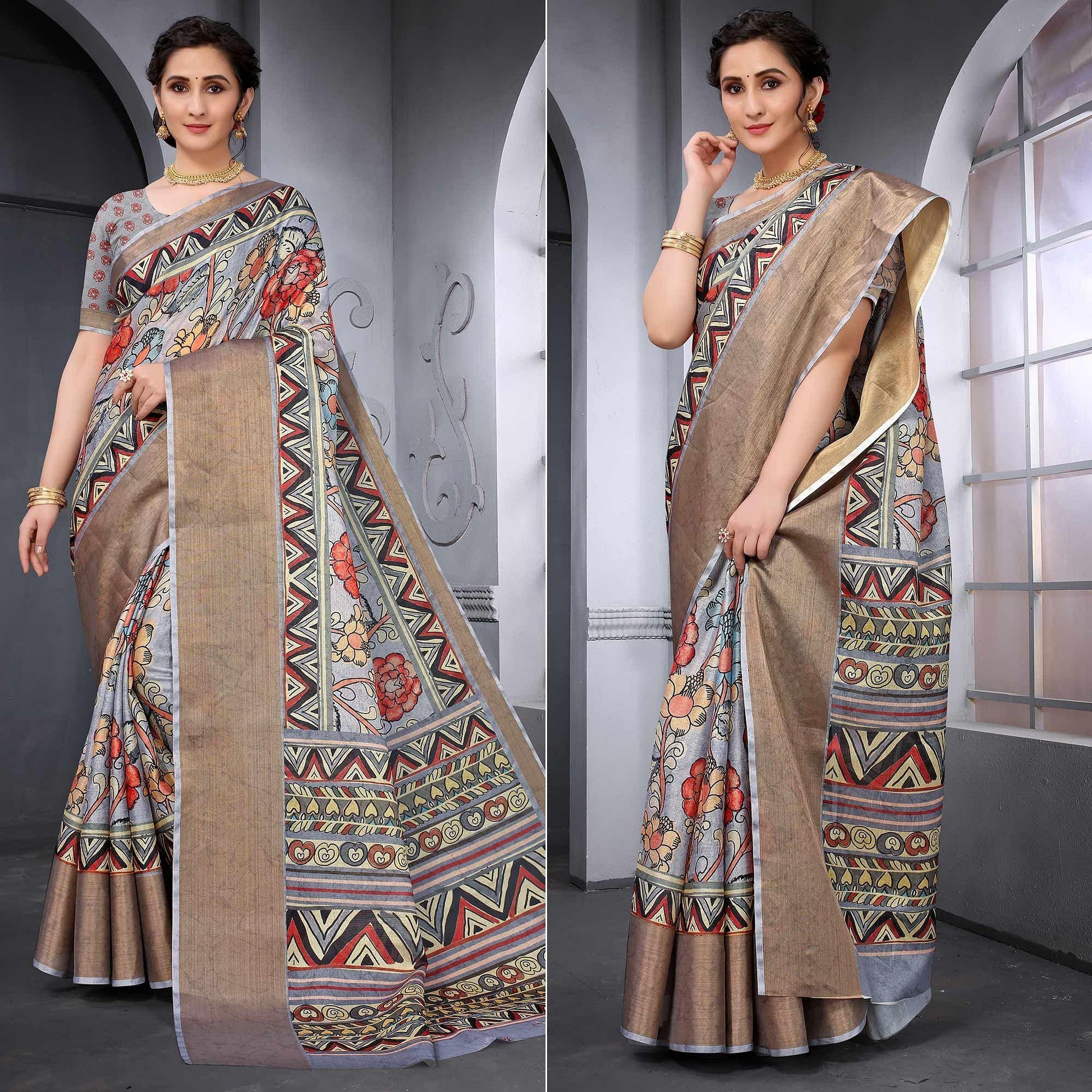 grey-festive-wear-floral-printed-art-silk-saree-141944