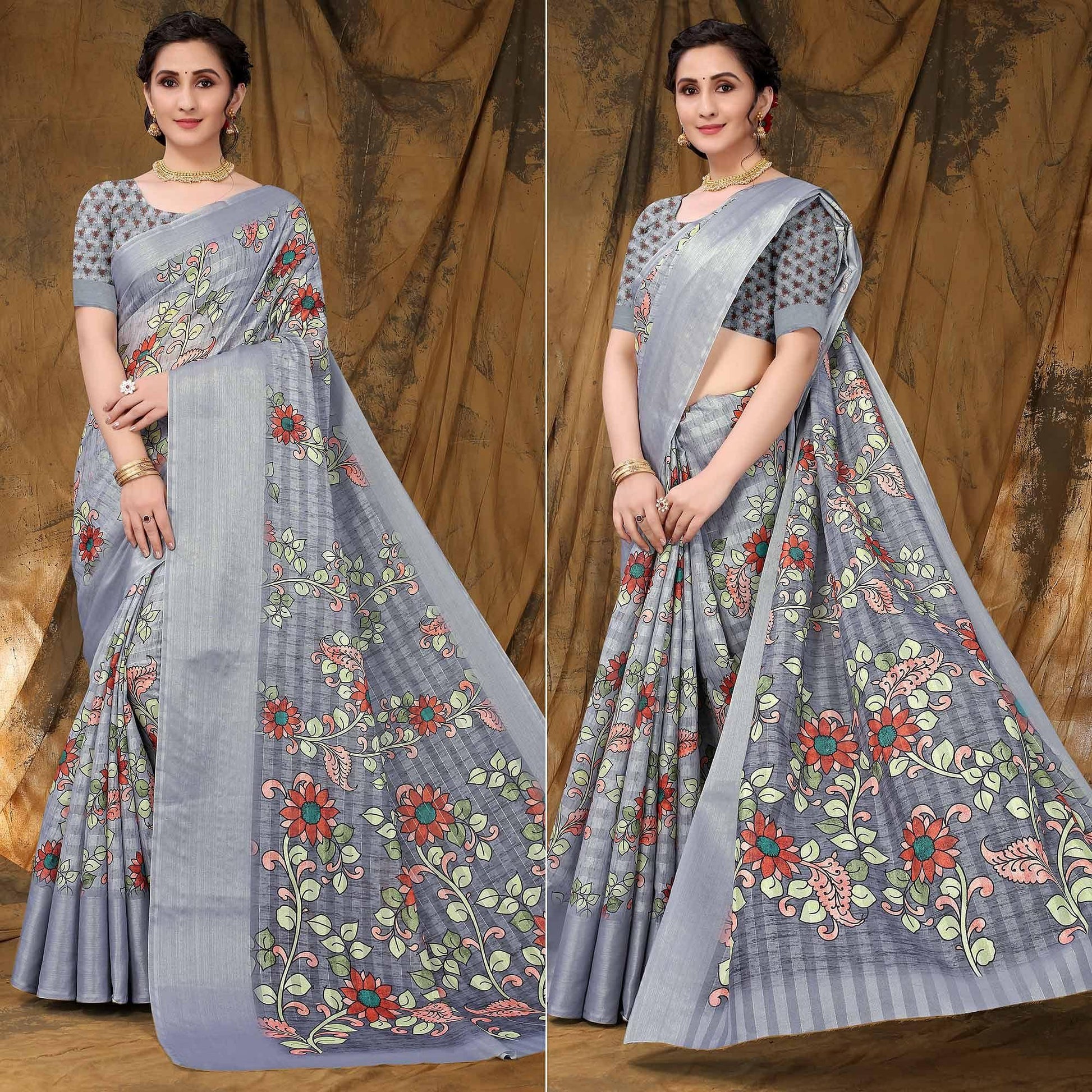 grey-festive-wear-floral-printed-art-silk-saree-141943