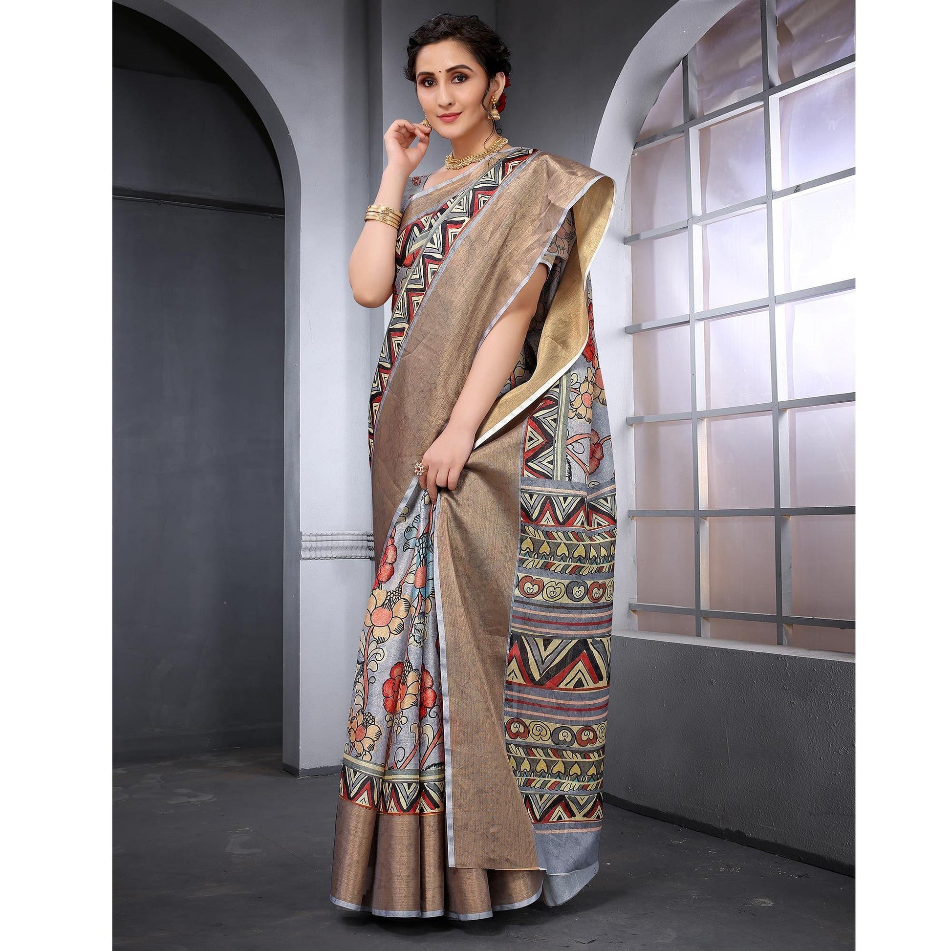 grey-festive-wear-floral-printed-art-silk-saree-141944