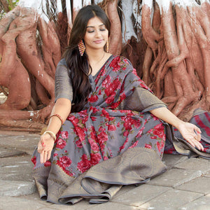grey-festive-wear-floral-printed-soft-cotton-saree-127772