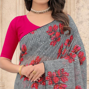 grey-festive-wear-floral-printed-with-sequence-georgette-saree-141012