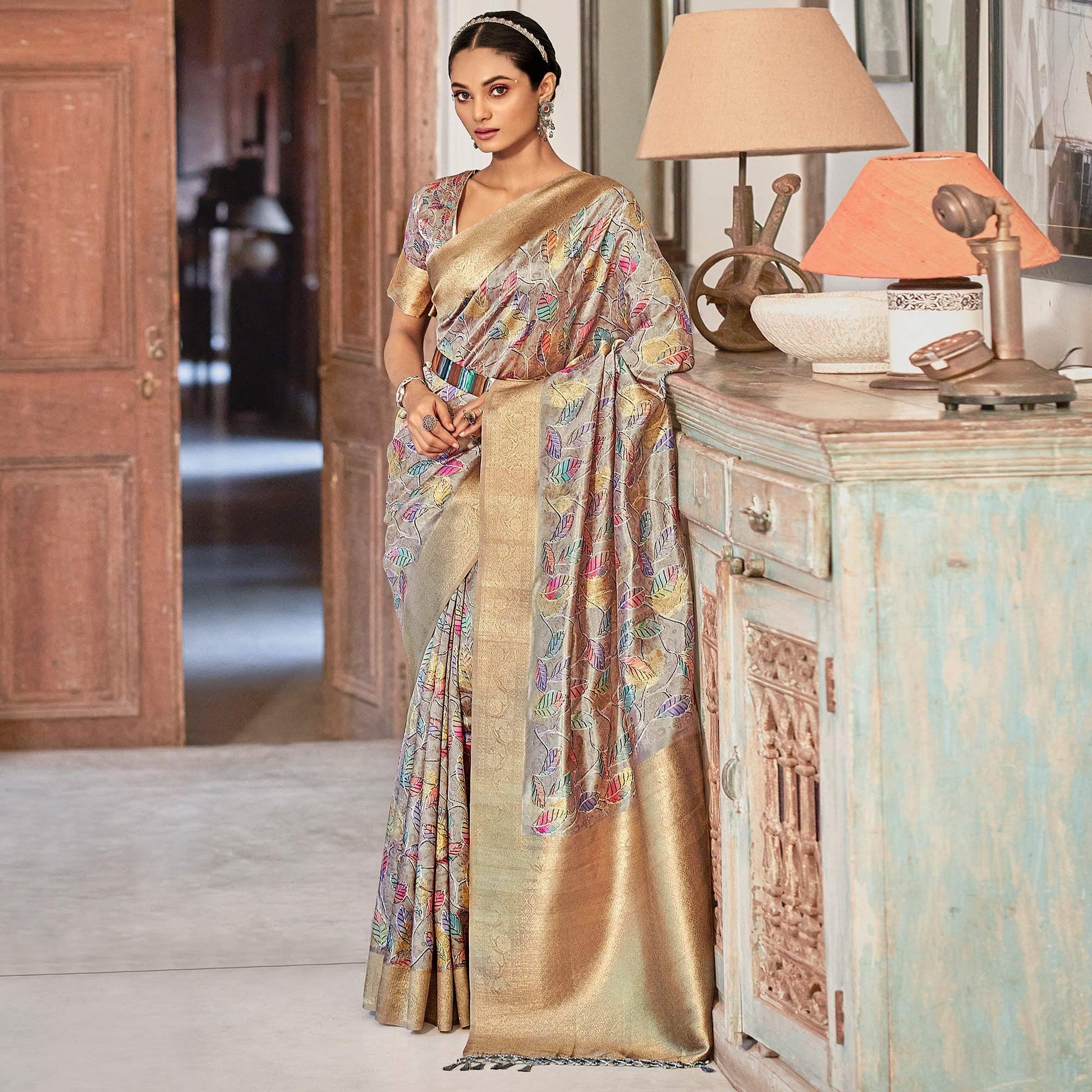 grey-festive-wear-floral-printed-with-woven-with-woven-jacquard-saree-142268