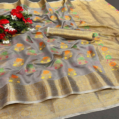 grey-festive-wear-floral-woven-pure-soft-organza-saree-134951
