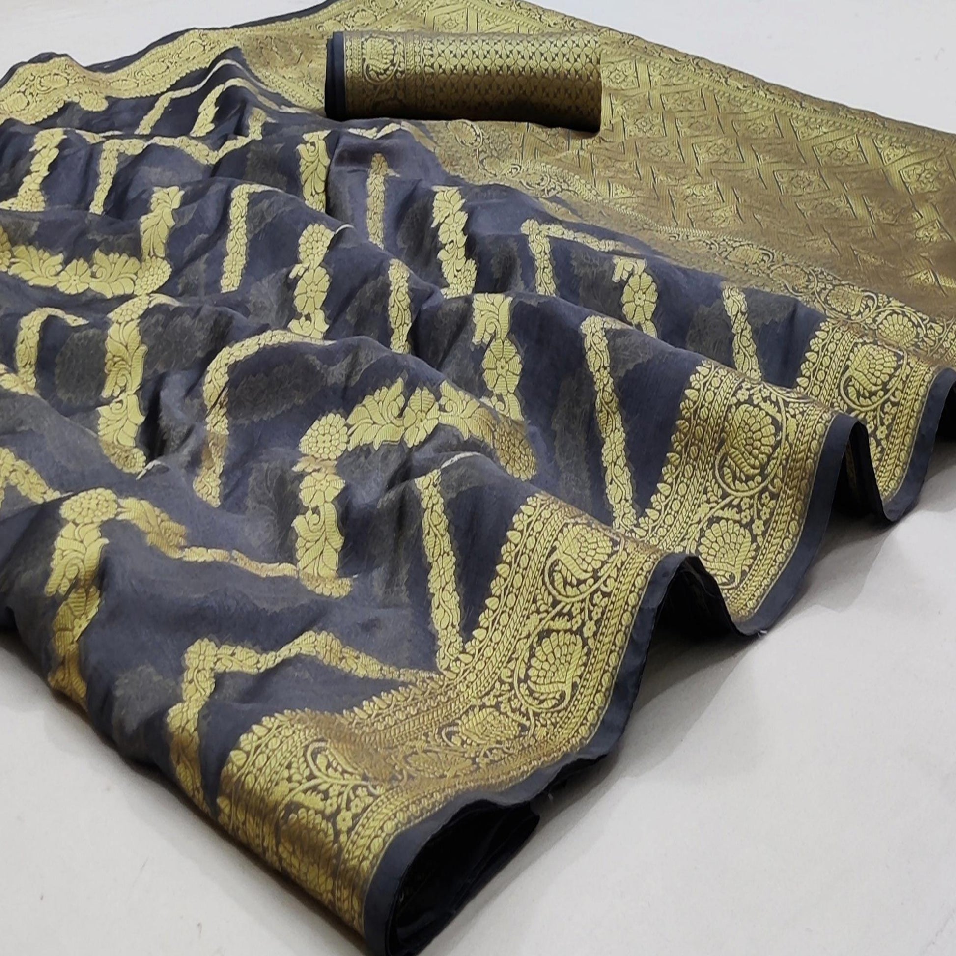 grey-festive-wear-floral-woven-soft-organza-saree-136940