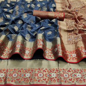 grey-festive-wear-floral-woven-soft-silk-saree-with-jacquard-border-136594