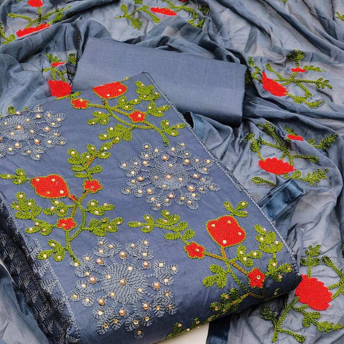 grey-festive-wear-pearl-work-embroidered-cotton-dress-material-139361
